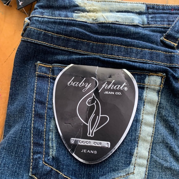 Vintage y2k baby phat nwt Embroidered Floral Blue flare
 Jeans low waisted boho - Picture 6 of 14